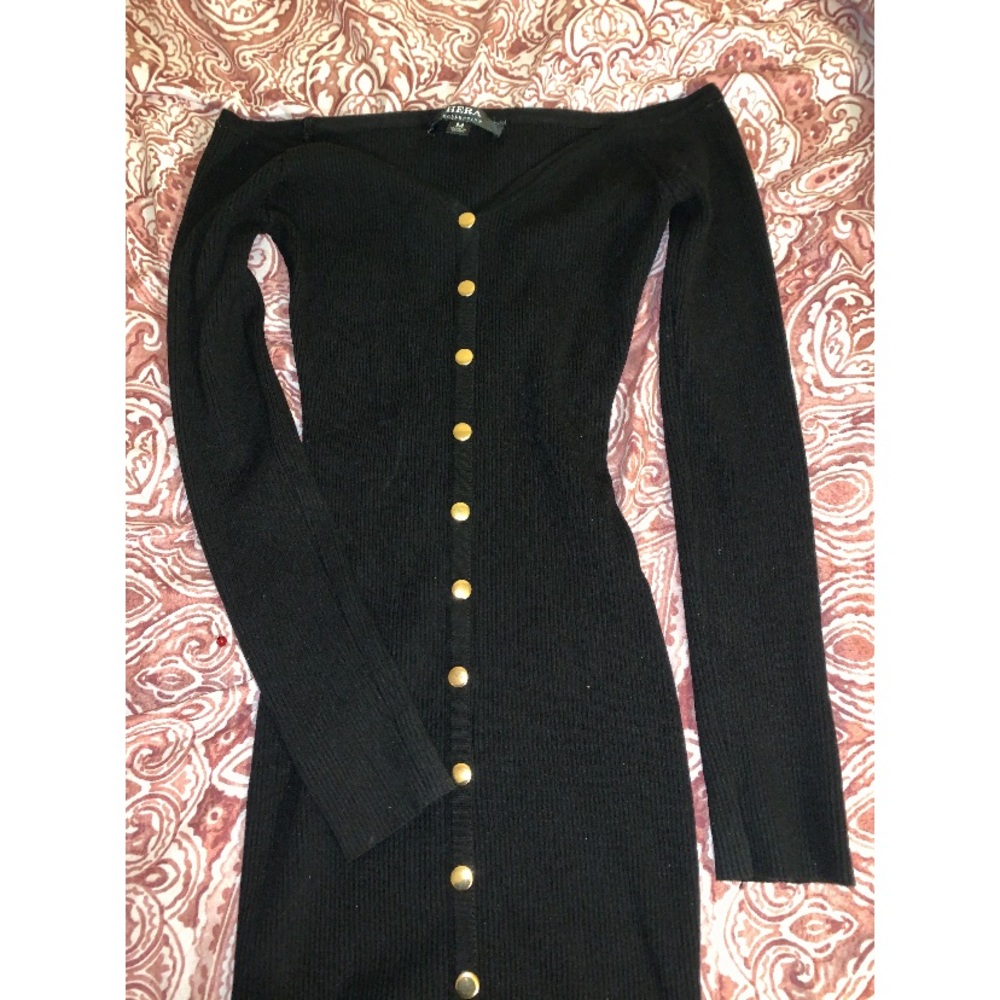 This is a black off shoulders dress